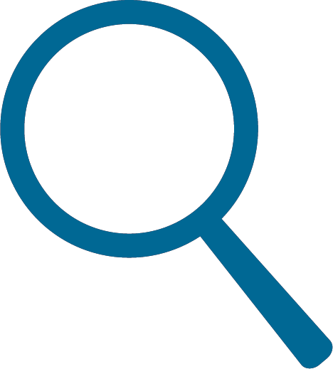 Blue magnifying glass icon